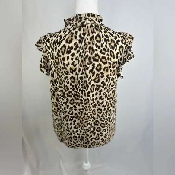 NEW / J.Crew Ruffle tie-neck top in leopard print - Picture 2 of 4
